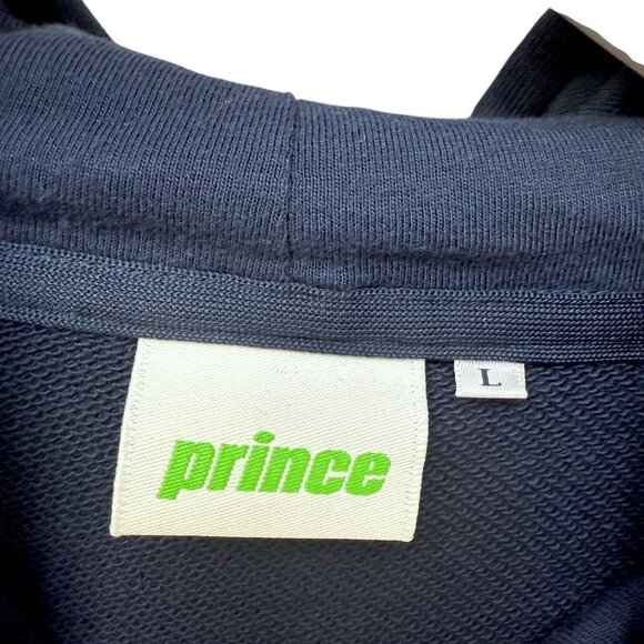 PRINCE Hoodie Size Large Womens Sweatshirt Navy Blue Tennis Sports Logo Pullover - Picture 4 of 8